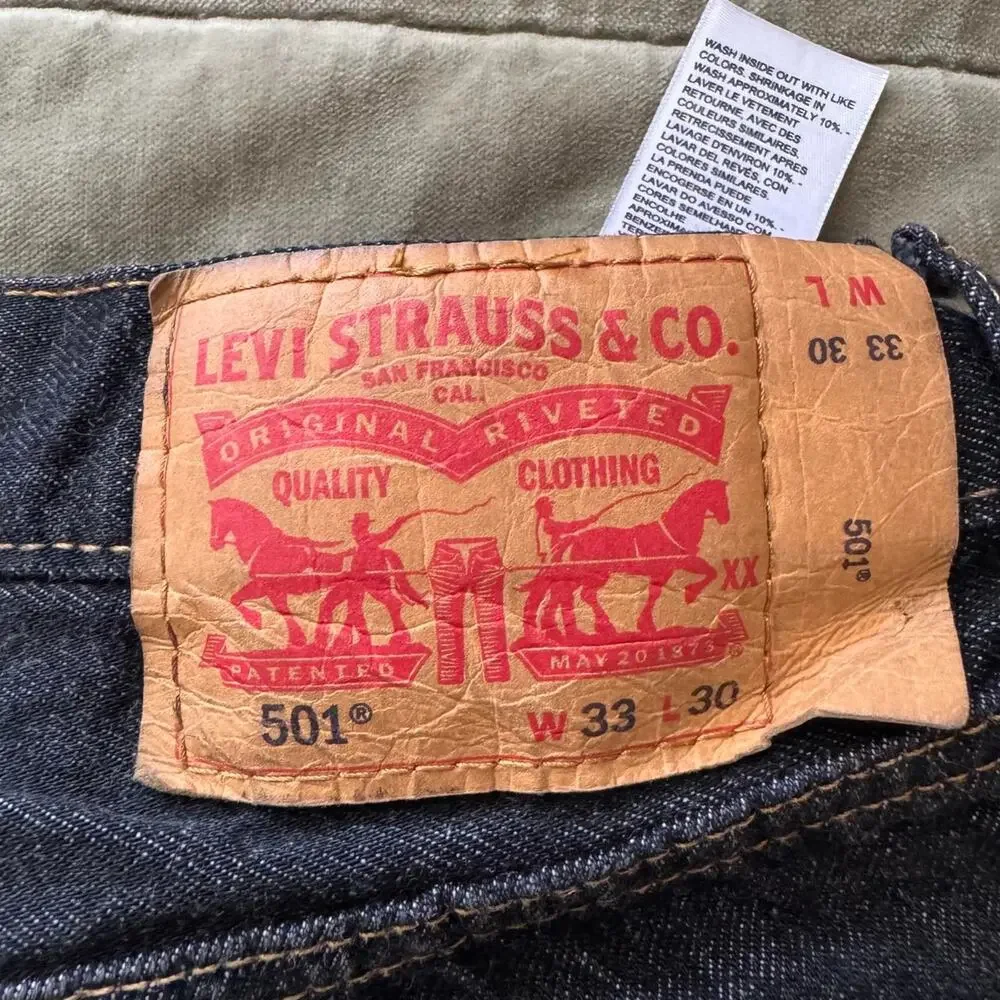 Levi’s 501 Original Shrink To Fit Black Jeans W33 L30 Dark Navy